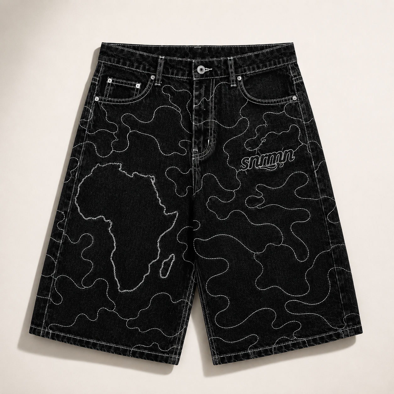 SNRMN - Grassroots Trace Jean Shorts
